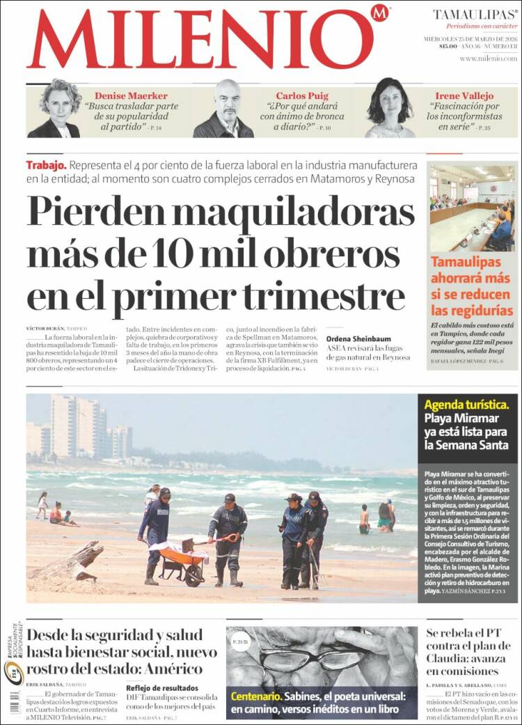 Portada de Milenio - Tamaulipas (M&eacute;xico)