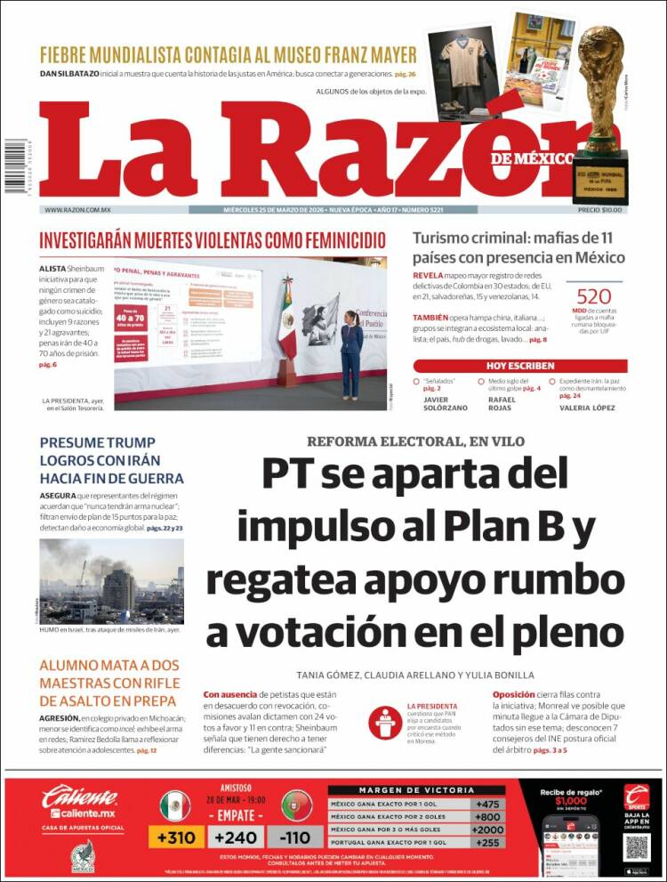 Portada de La Razón (M&eacute;xico)