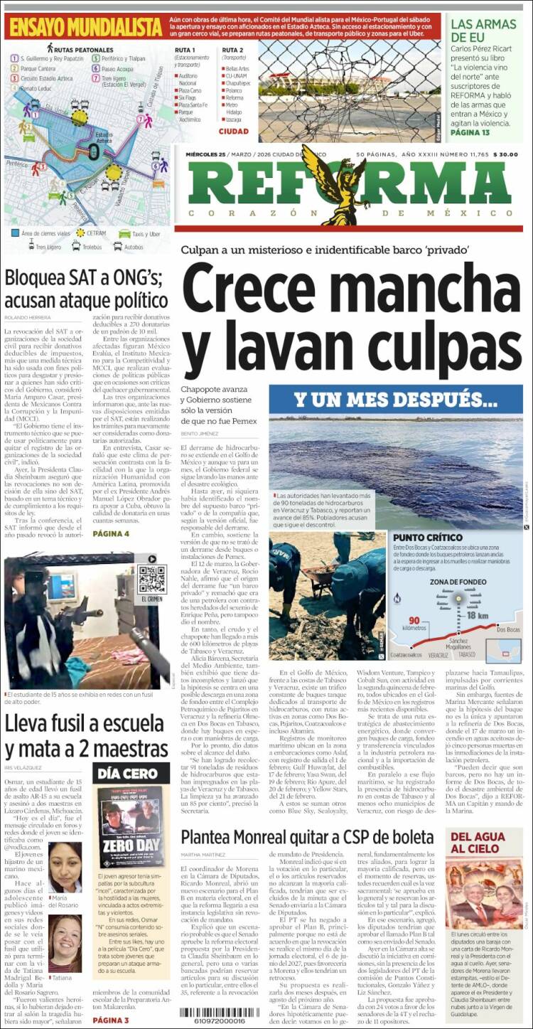 Portada de Reforma (M&eacute;xico)