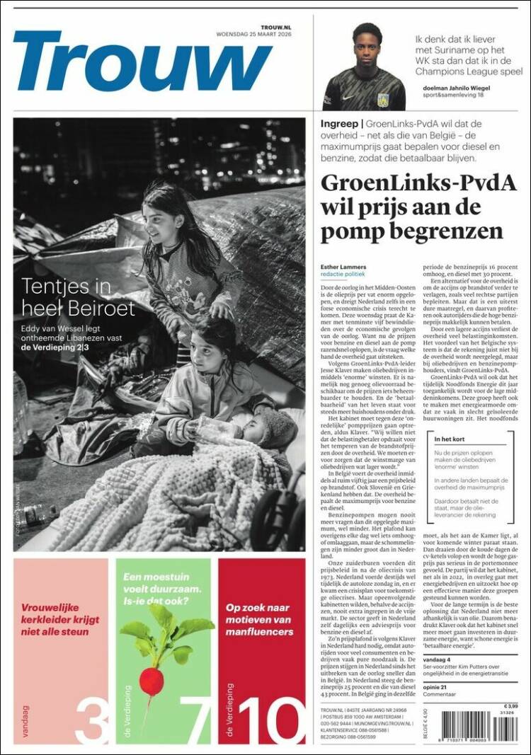 Portada de Trouw (Pa&iacute;ses Bajos)