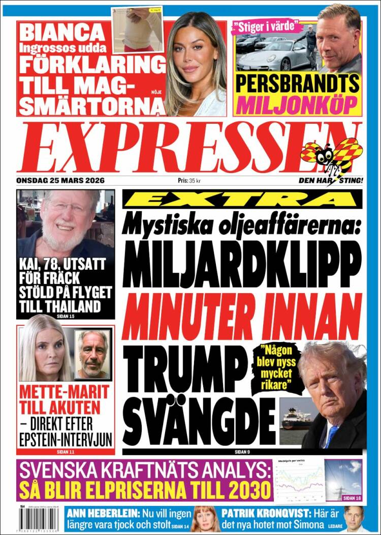 Portada de Expressen (Suecia)