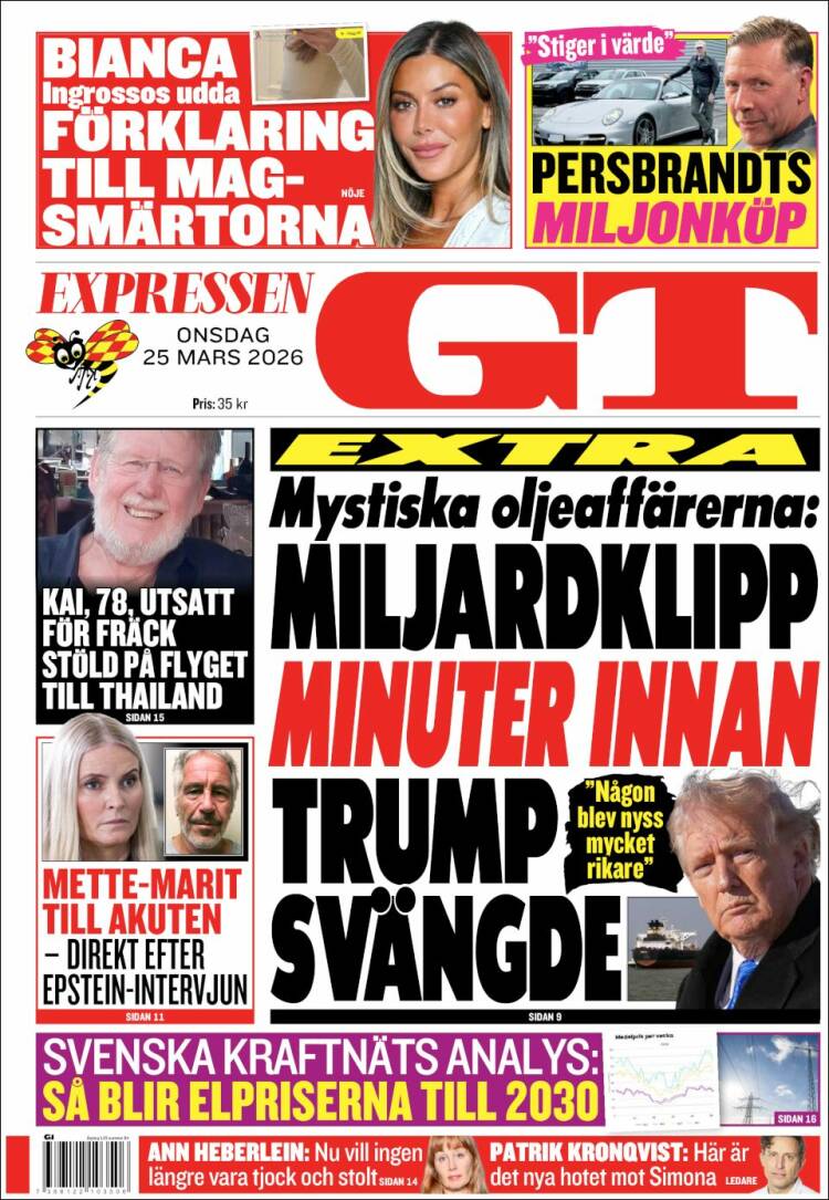 Portada de Göteborgstidningen (Suecia)