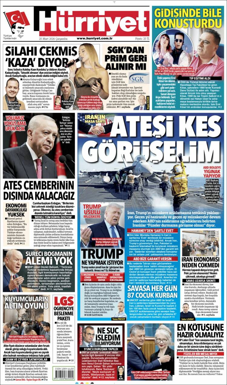 Portada de Hürriyet (Turqu&iacute;a)