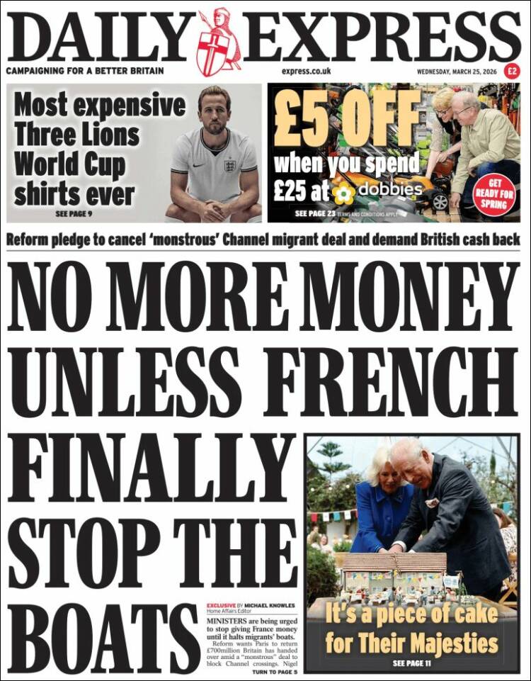 Portada de Daily Express (Reino Unido)