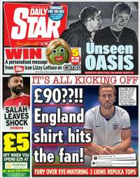 Portada de Daily Star (Reino Unido)