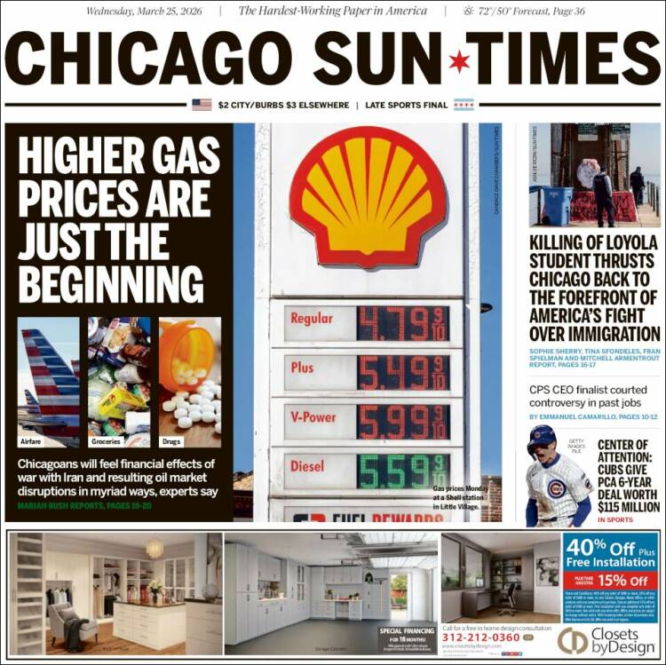 Portada de Chicago Sun-Times (USA)