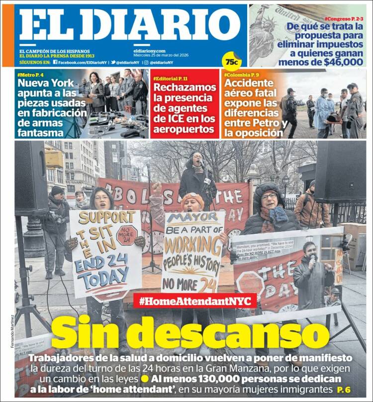 Portada de El Diario NY (USA)