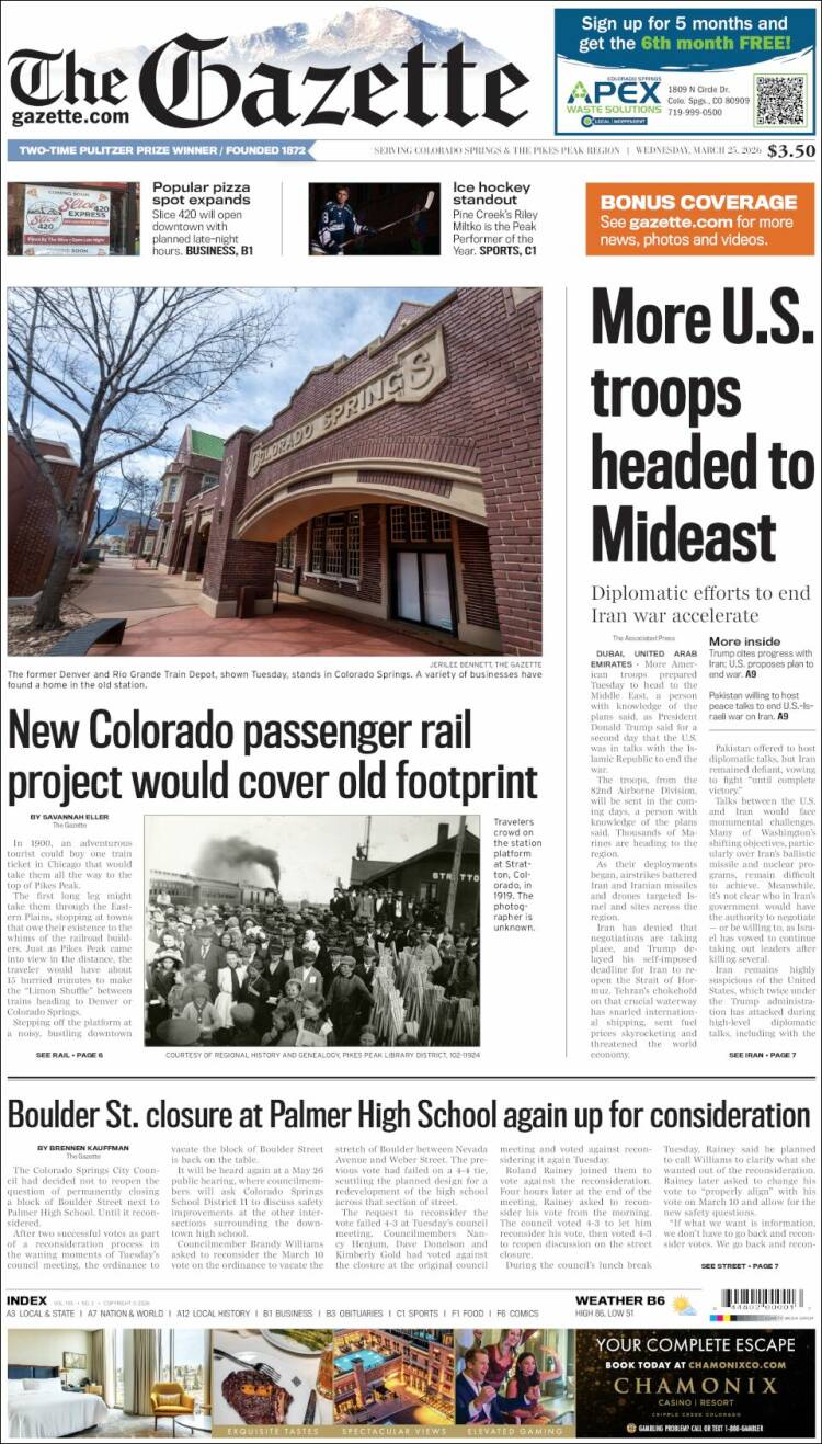 Portada de The Gazette (USA)