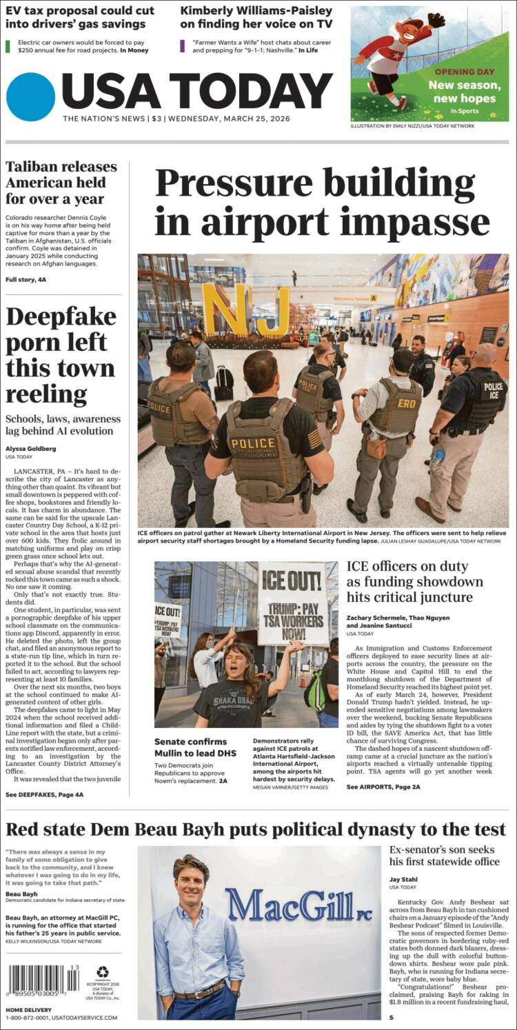 Portada de USA Today (USA)