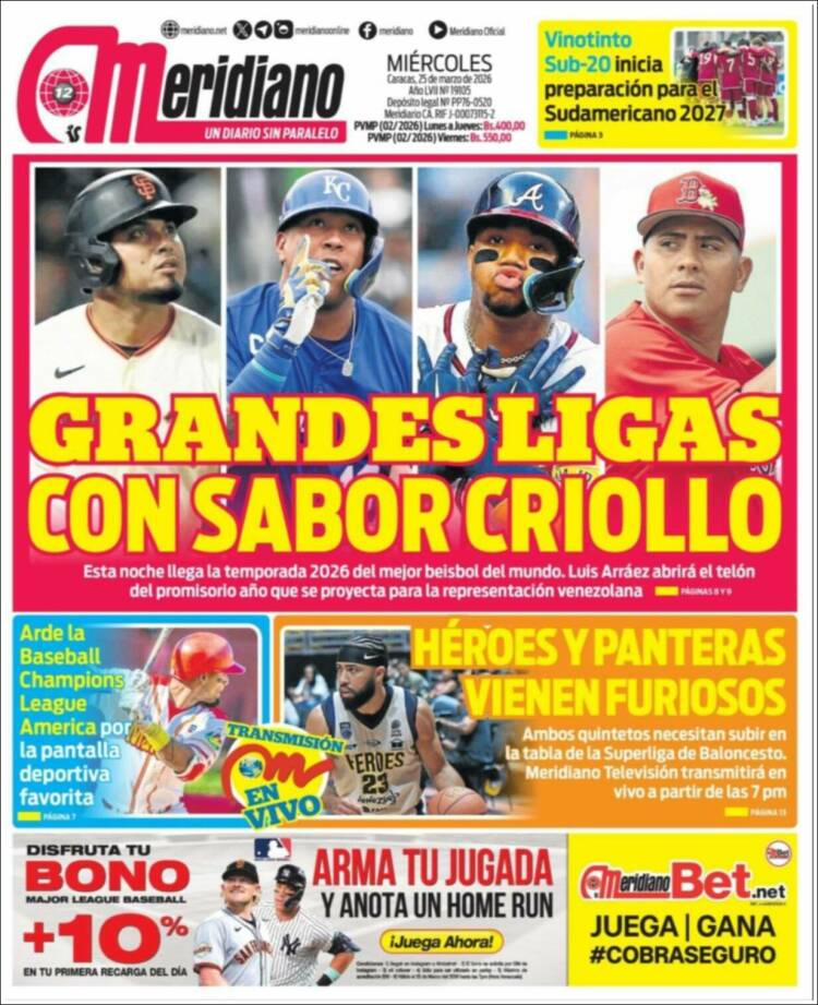 Portada de Meridiano (Venezuela)