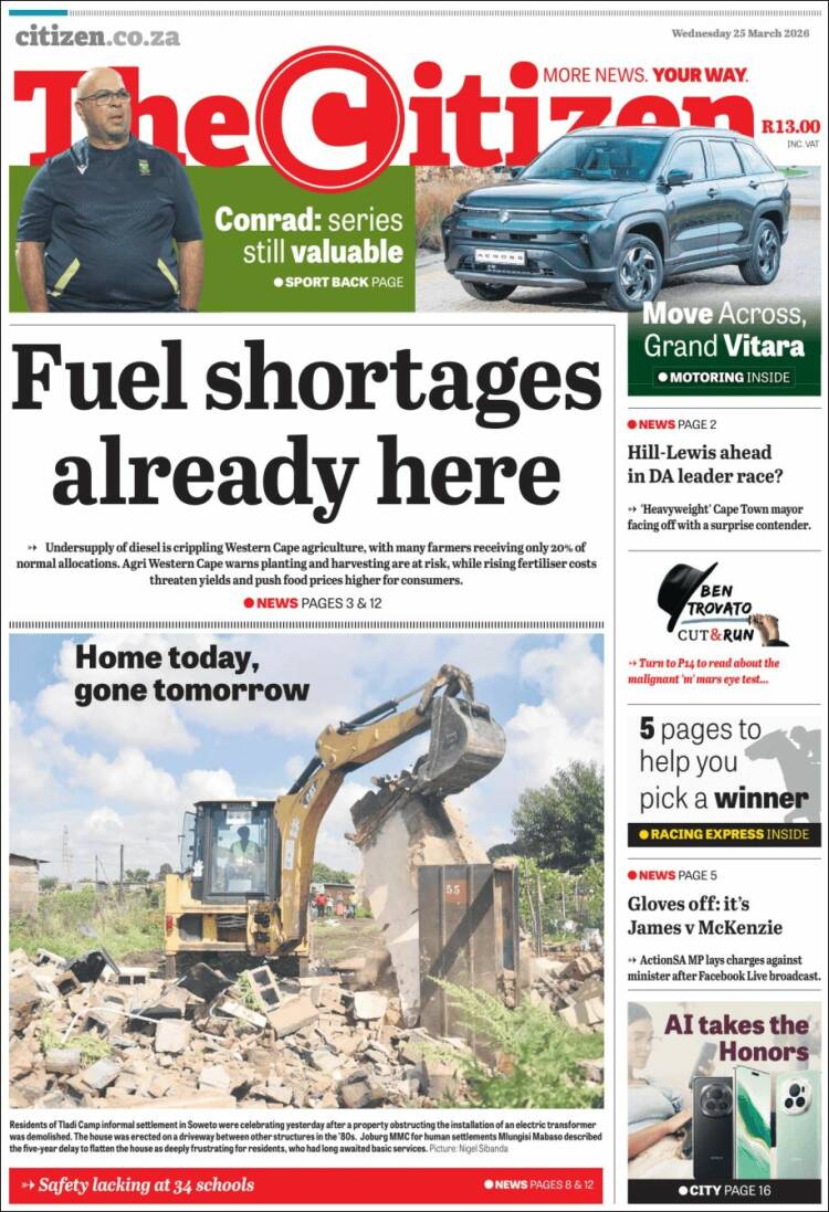 Portada de The Citizen (Sud&aacute;frica)