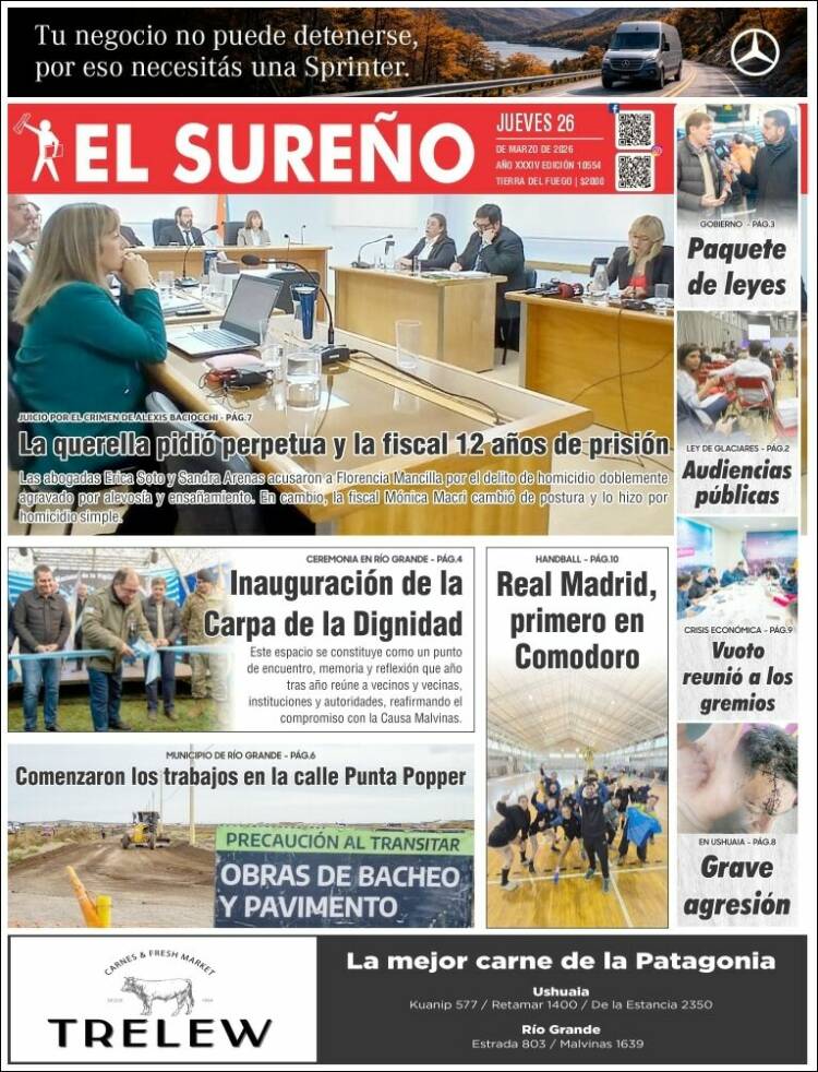 Portada de Diario El Sureño (Argentina)