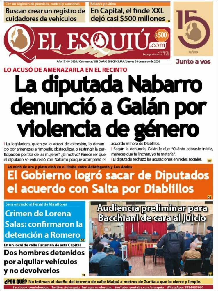 Portada de El Esquiu (Argentina)