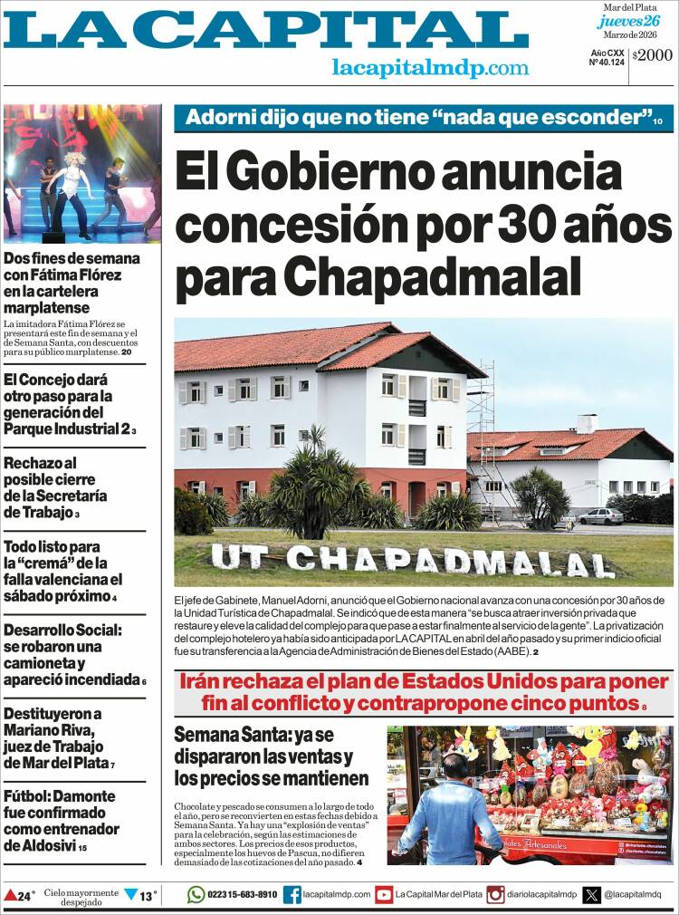 Portada de Diario La Capital - Mar del Plata (Argentina)