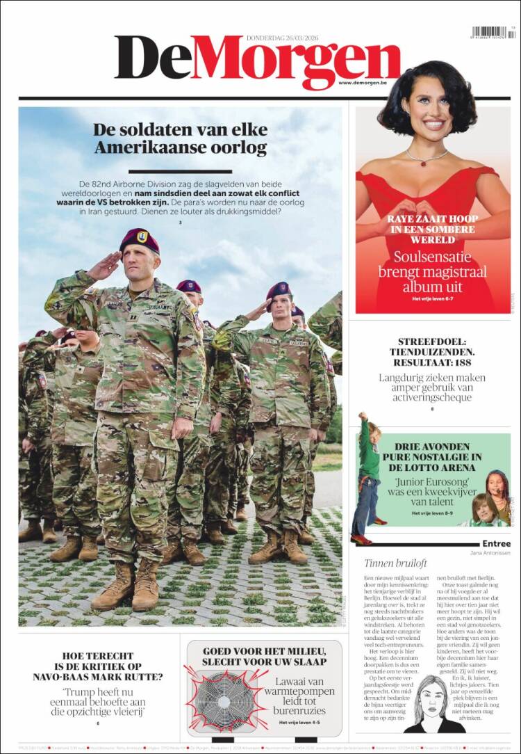 Portada de De Morgen (B&eacute;lgica)