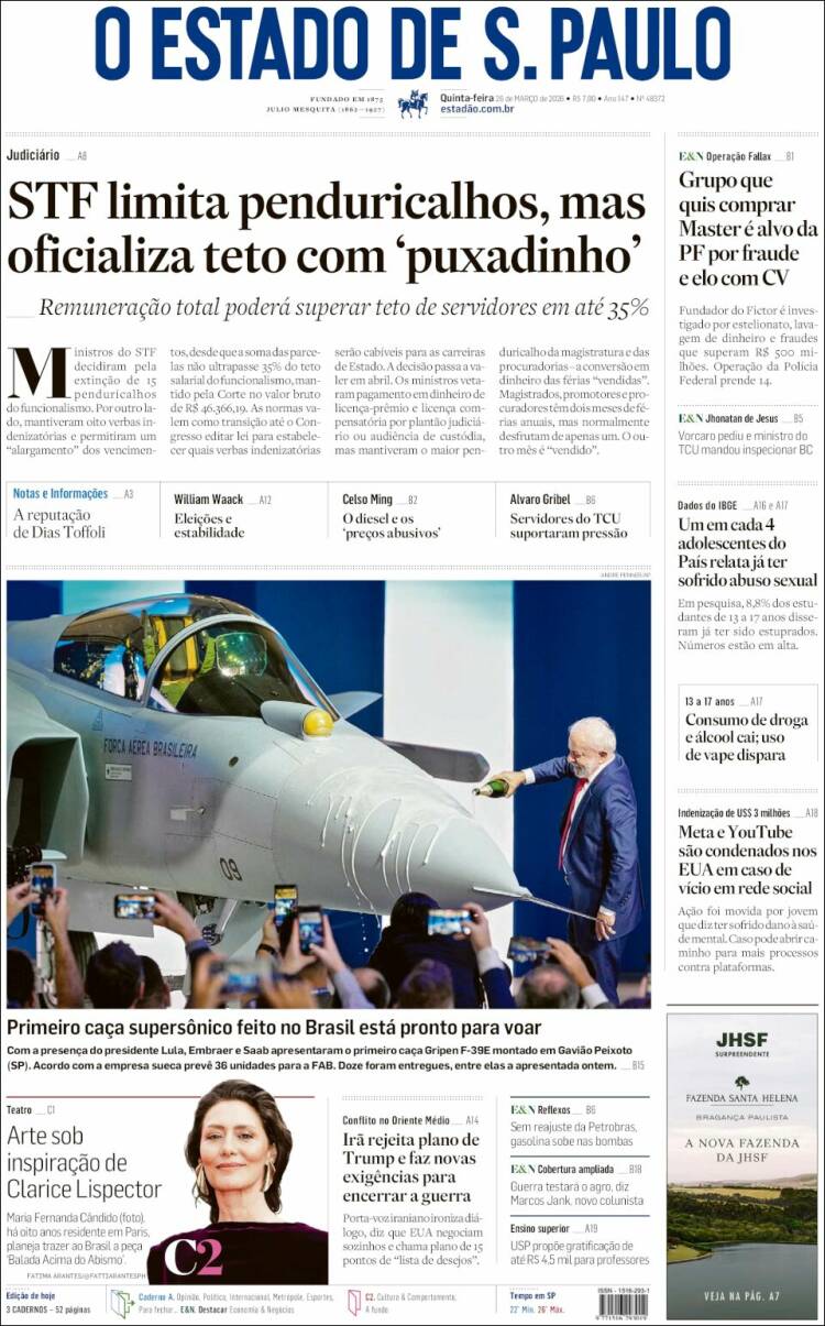 Portada de O Estado de São Paulo (Brasil)