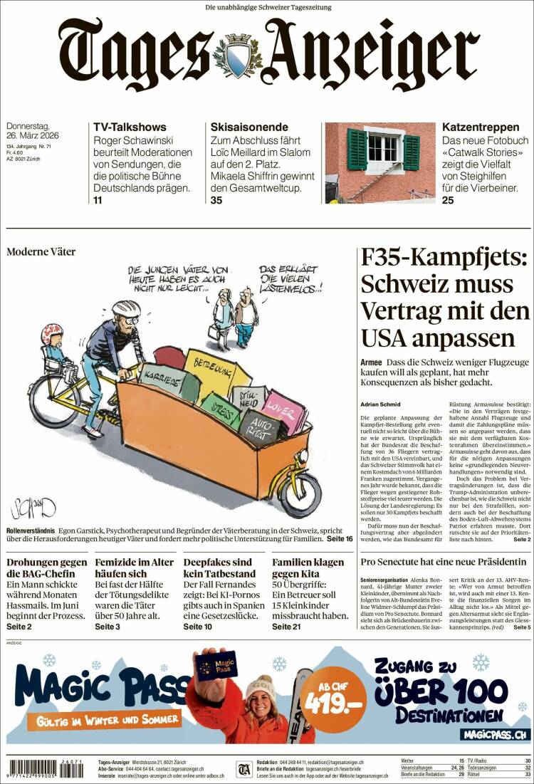 Portada de Tages-Anzeiger (Suiza)