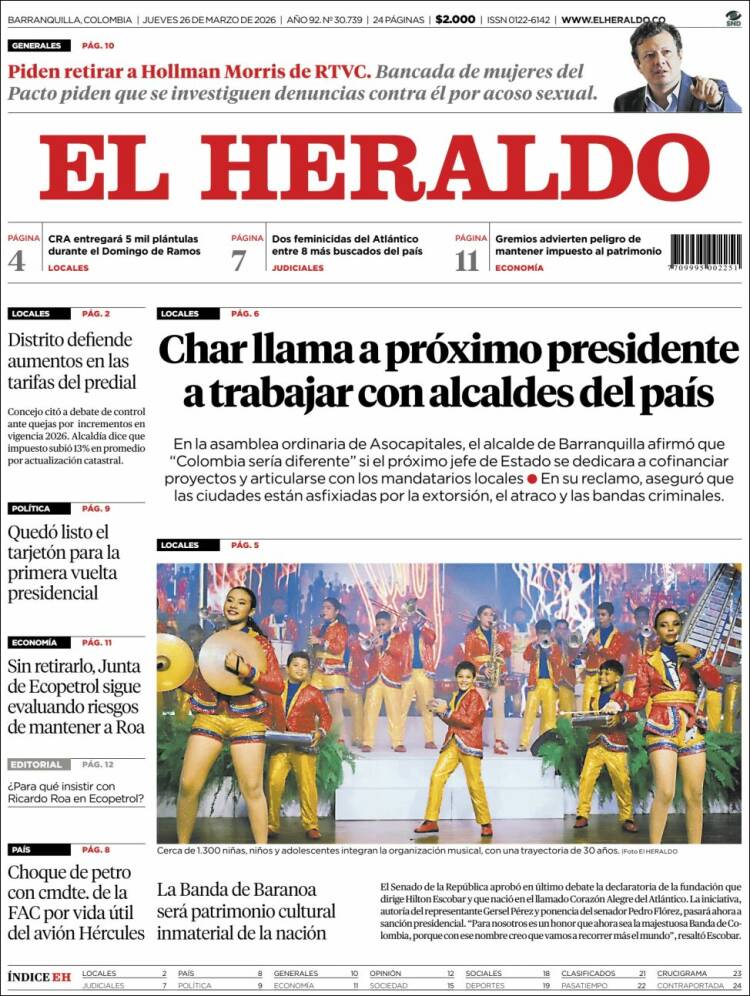 Portada de El Heraldo (Colombia)