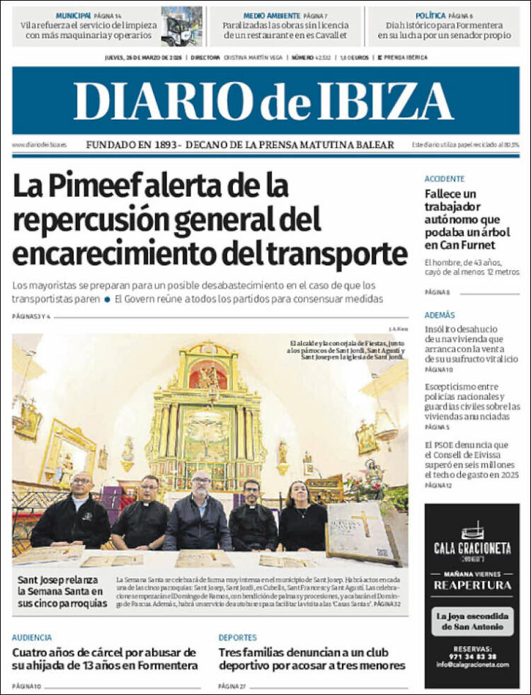 Portada de Diario de Ibiza (Espa&ntilde;a)