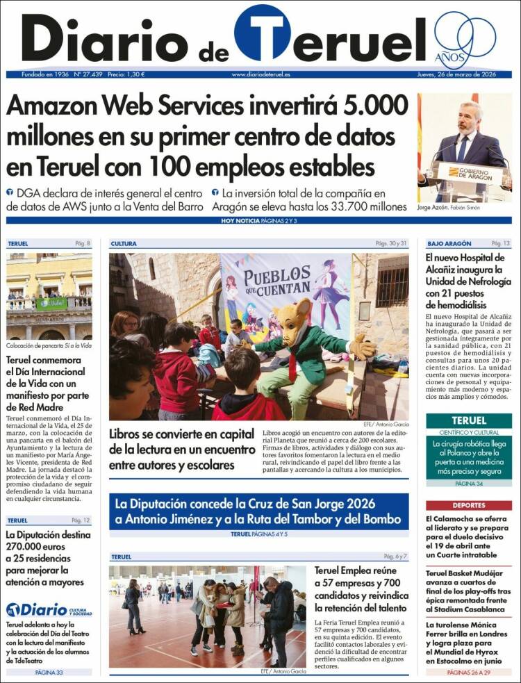 Portada de Diario de Teruel (Espa&ntilde;a)
