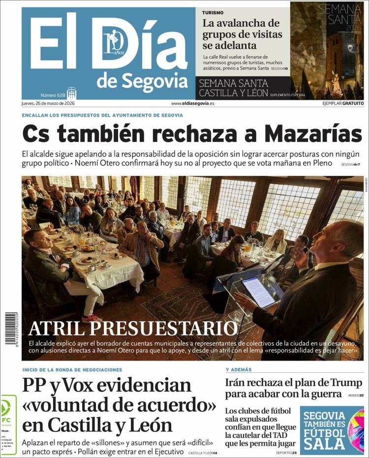 Portada de El Día de Segovia (Espa&ntilde;a)