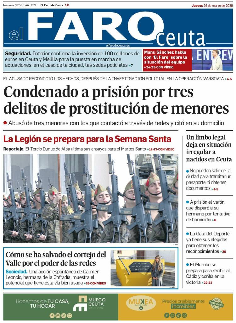 Portada de El Faro de Ceuta (Espa&ntilde;a)