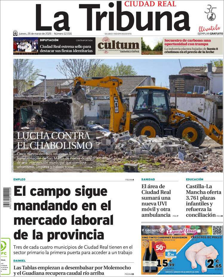 Portada de La Tribuna de Ciudad Real (Espa&ntilde;a)