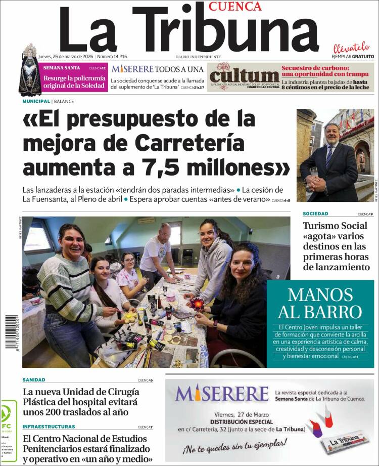 Portada de La Tribuna de Cuenca (Espa&ntilde;a)