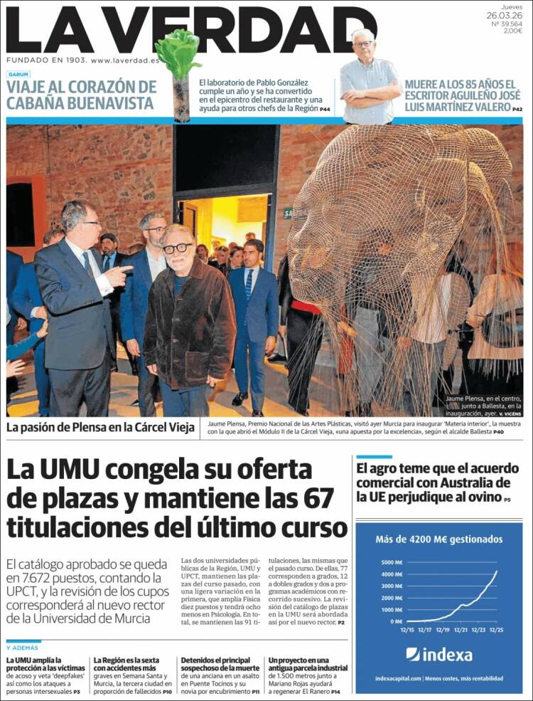 Portada de La Verdad de Murcia (Espa&ntilde;a)