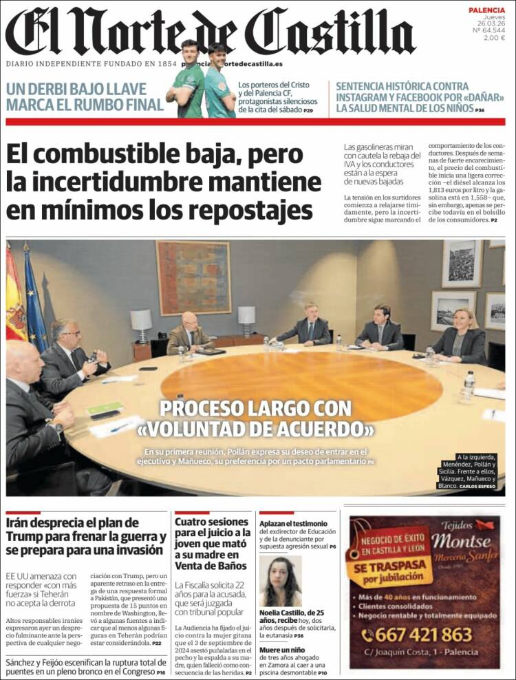 Portada de Norte de Castilla - Palencia (Espa&ntilde;a)