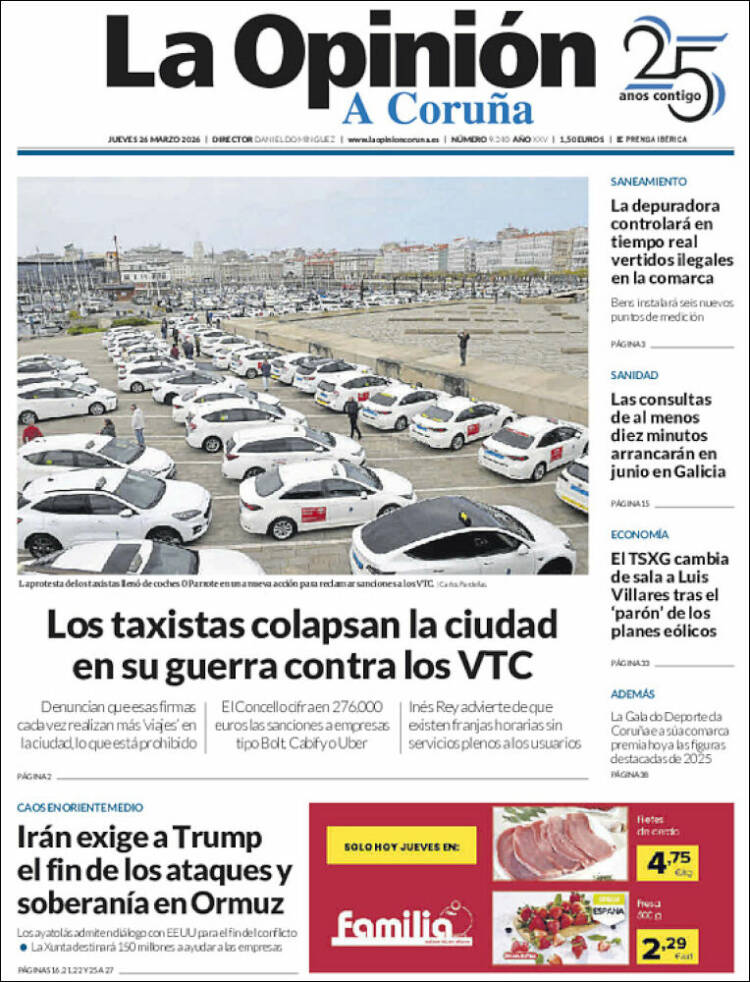 Portada de La Opinión de A Coruña (Espa&ntilde;a)