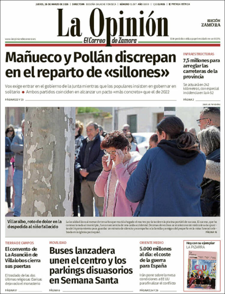 Portada de La Opinión - El Correo de Zamora (Espa&ntilde;a)