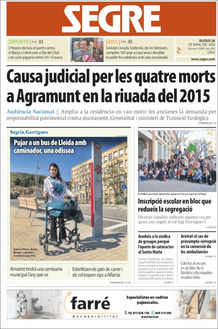 Portada de Segre (Espa&ntilde;a)