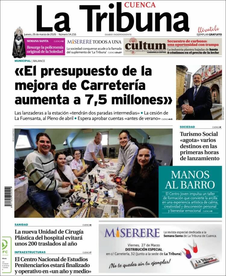 Portada de La Tribuna de Cuenca (Espa&ntilde;a)
