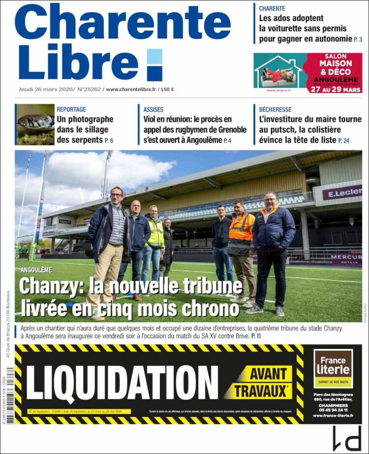 Portada de Charente Libre (Francia)
