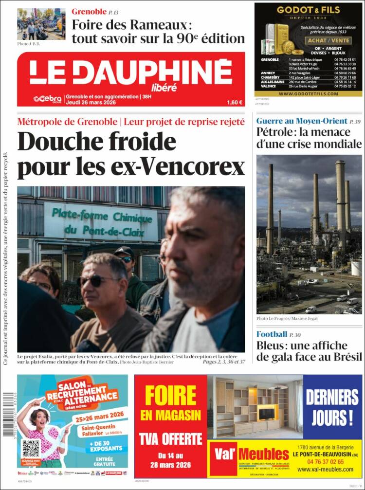Portada de Le Dauphiné Libéré (Francia)