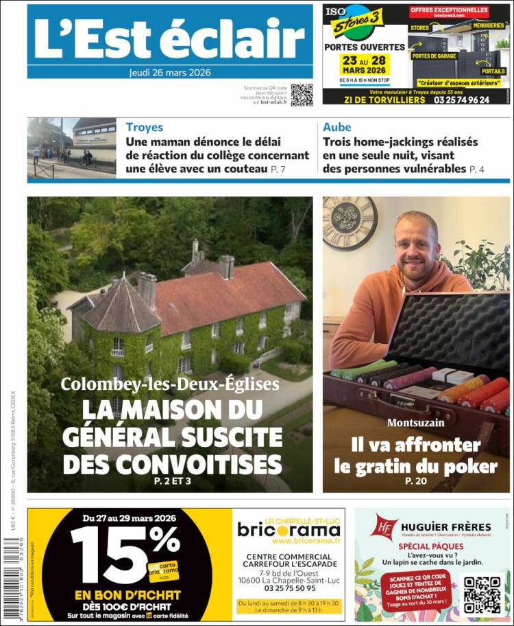 Portada de L'Est Eclair (Francia)