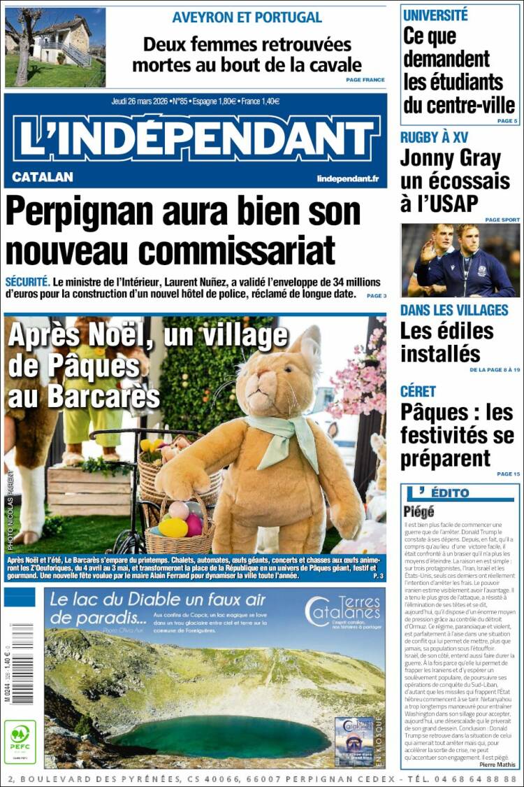 Portada de Le Indépendant (Francia)