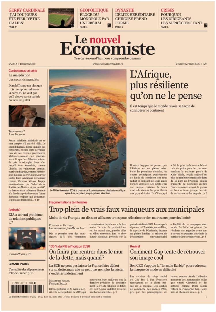 Portada de Le nouvel Economiste (Francia)