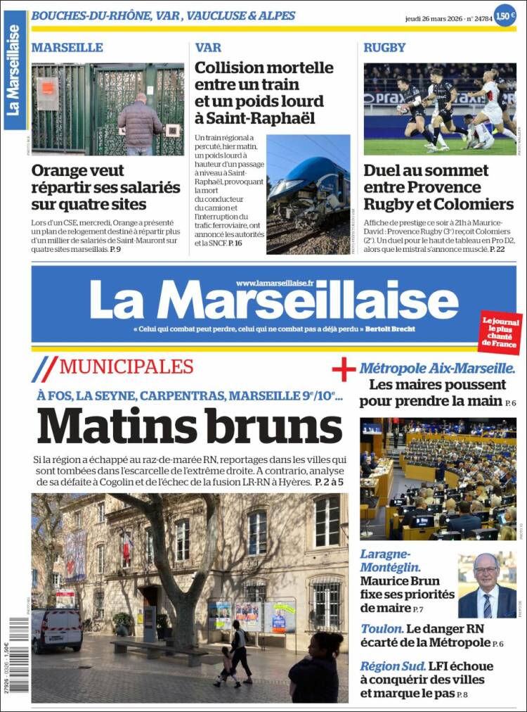 Portada de La Marseillaise (Francia)