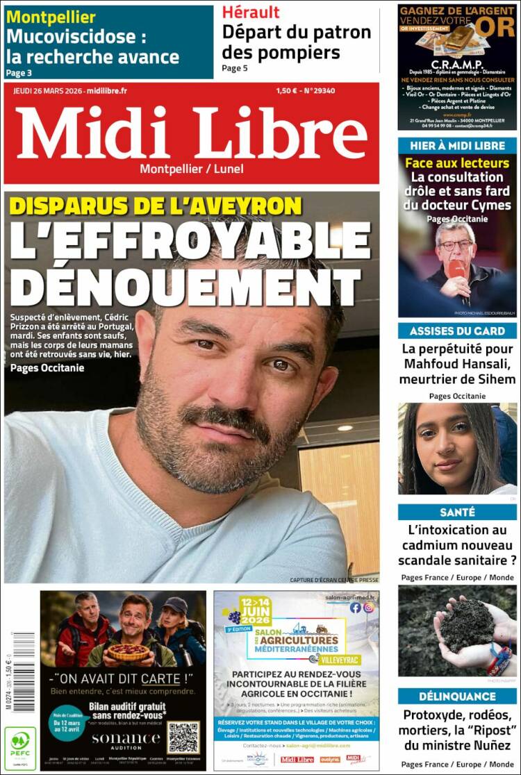 Portada de Midi Libre (Francia)