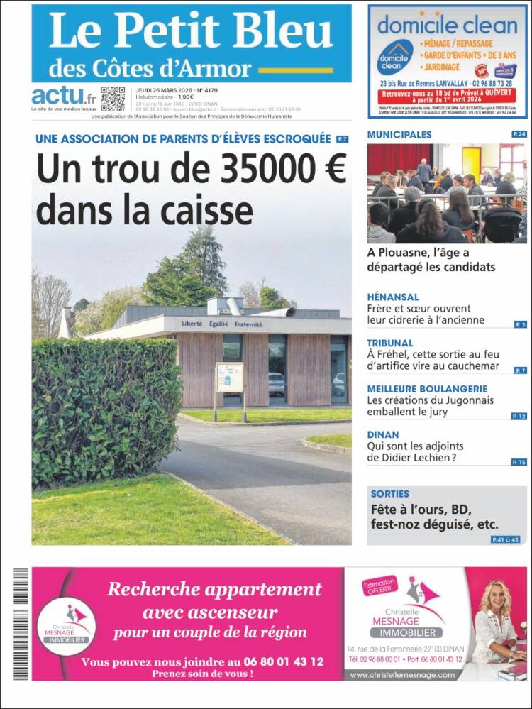 Portada de Le Petit Bleu (Francia)