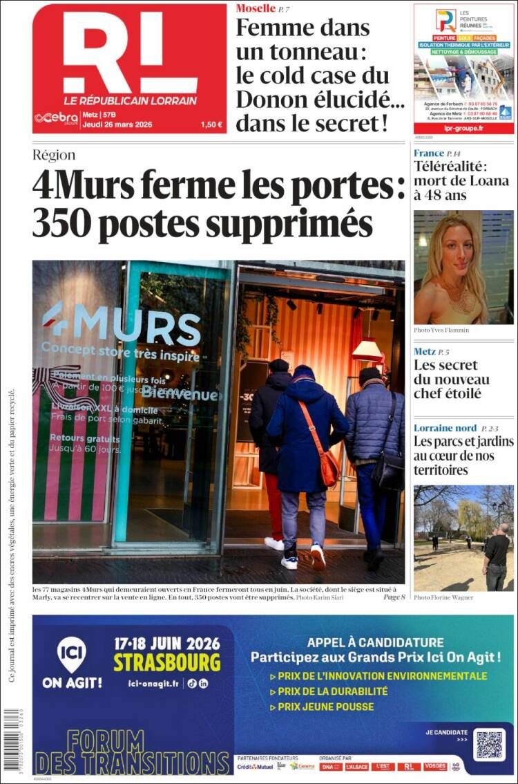 Portada de Le Republicain Lorrain (Francia)