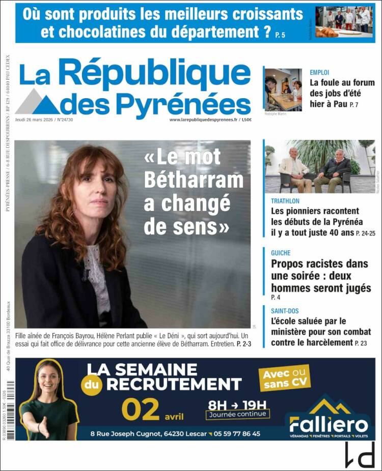 Portada de La République des Pyrénées (Francia)