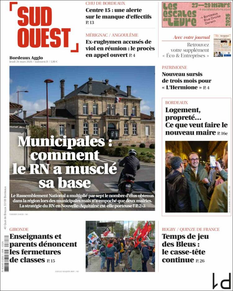 Portada de Sud Ouest (Francia)