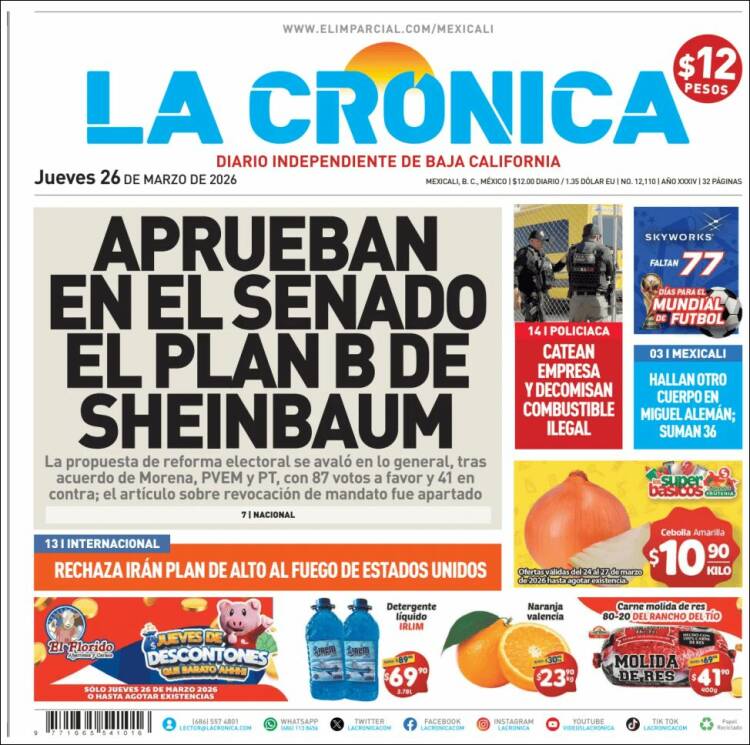 Portada de La Crónica de Baja California (M&eacute;xico)