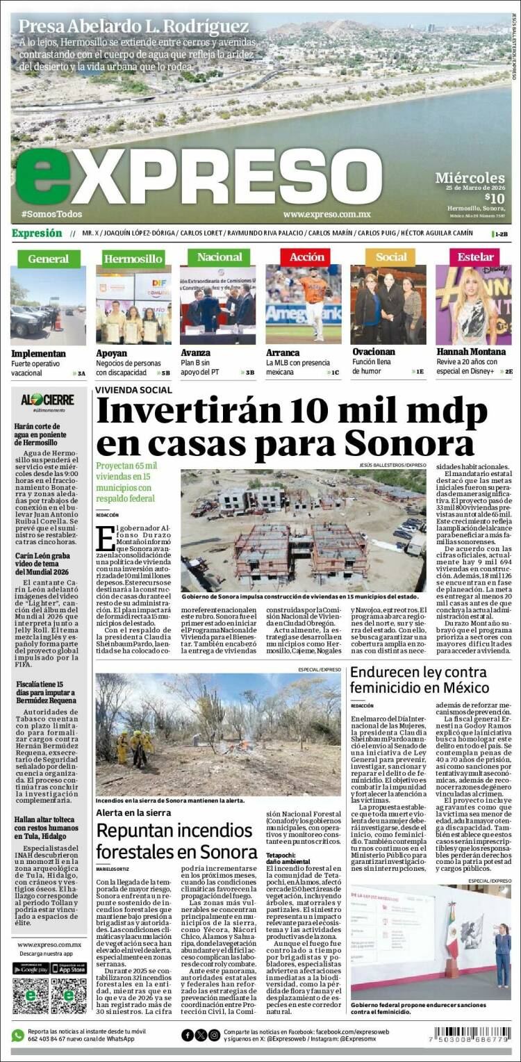 Portada de Expreso (M&eacute;xico)