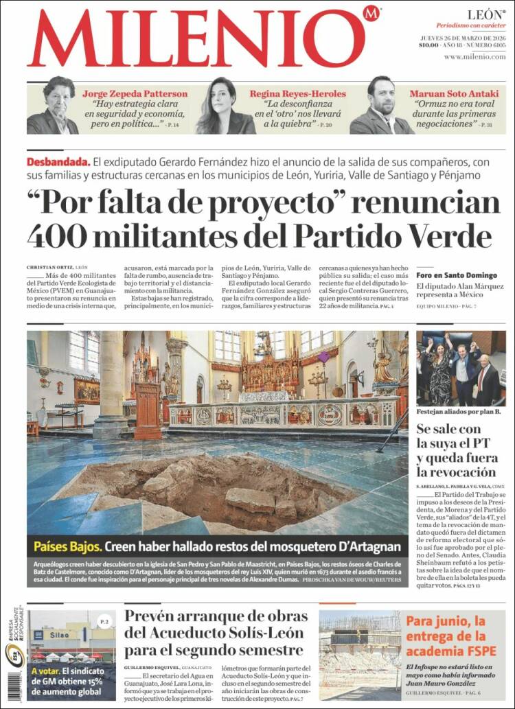 Portada de Milenio de León (M&eacute;xico)
