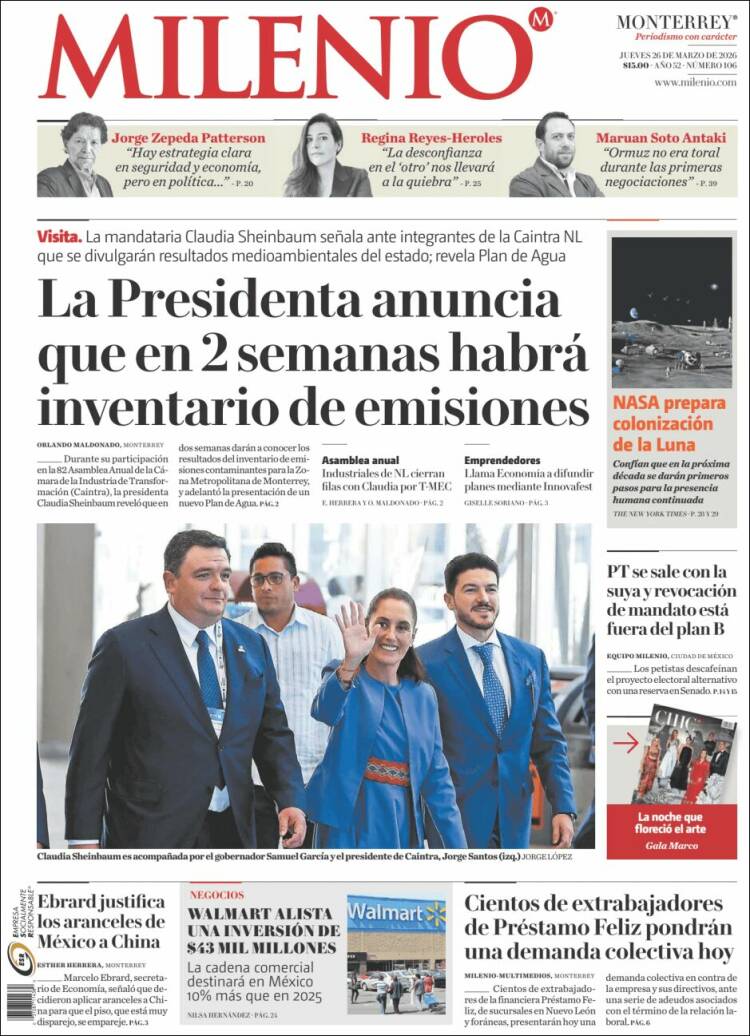 Portada de Milenio de Monterrey (M&eacute;xico)