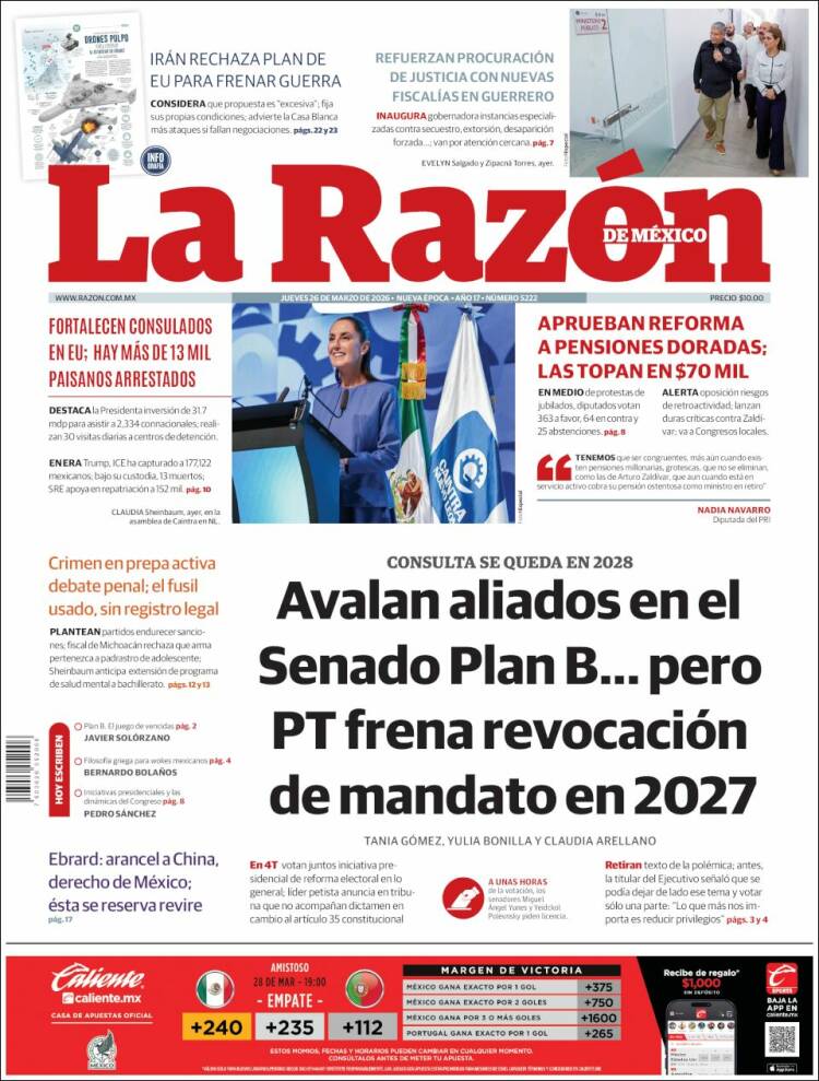 Portada de La Razón (M&eacute;xico)
